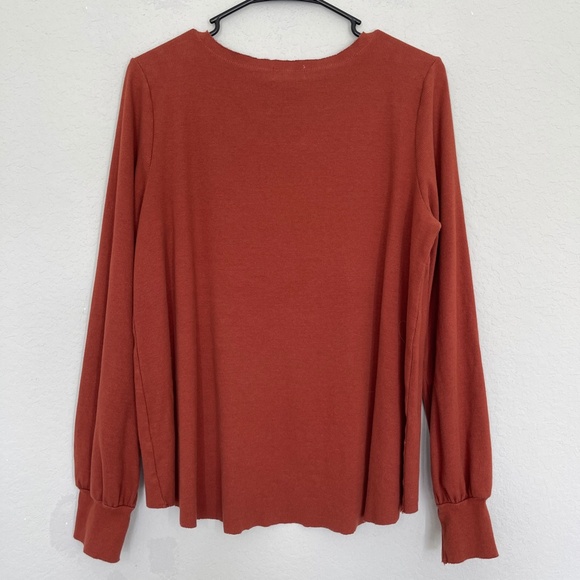 T.la Anthropologie Pullover Sweater Women's M Burnt Orange Crew Neck Stretch - Picture 6 of 11
